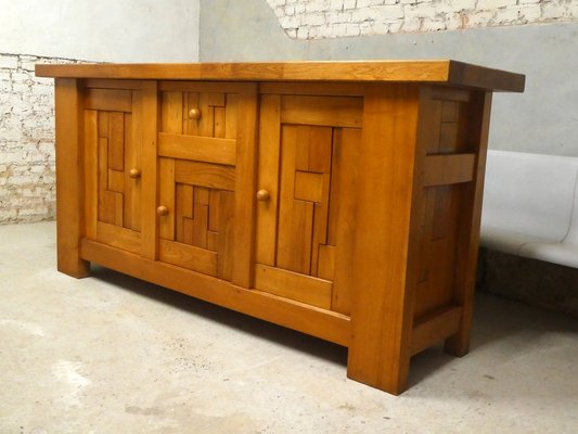 French Brutalist Sideboard in Elm, 1970-QAV-1765576