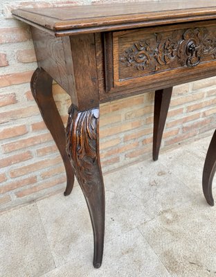 French Carved Walnut Side Table, 1940s-NOU-1726548