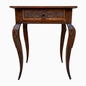 French Carved Walnut Side Table, 1940s-NOU-1726548