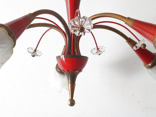 French Ceiling Light in Brass, Glass & Steel from Maison Lunel, 1950s-CGX-1718381