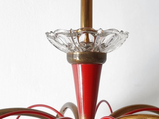 French Ceiling Light in Brass, Glass & Steel from Maison Lunel, 1950s-CGX-1718381