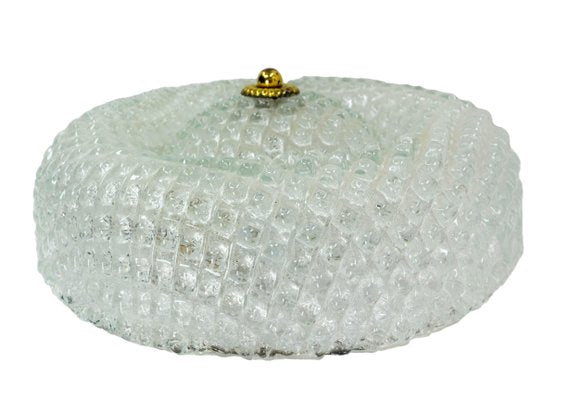 French Ceiling Light in Glass and Brass, 1960-RIU-1346161