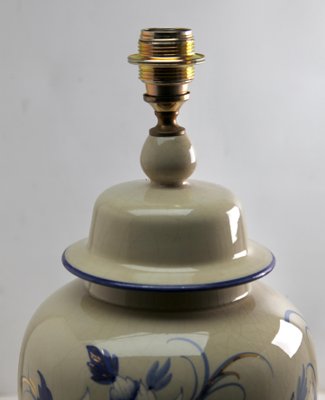 French Ceramic Crackle Table Lamp with Hand Painted Decoration, 1930s-MJY-1214930