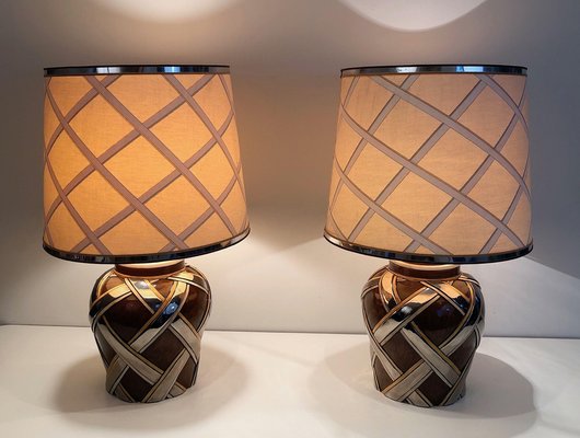 French Ceramic Lamps. 1970s, Set of 2-BA-1365384