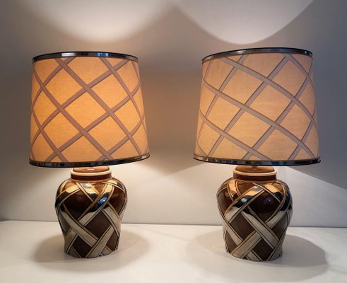 French Ceramic Lamps. 1970s, Set of 2-BA-1365384