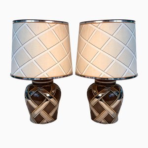 French Ceramic Lamps. 1970s, Set of 2-BA-1365384