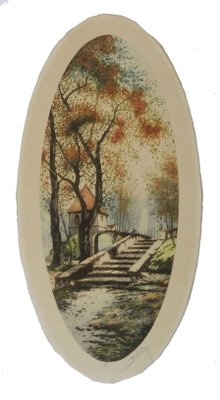 French Chateau Landscape Lithographs, 1920s, Set of 2-ARU-778299