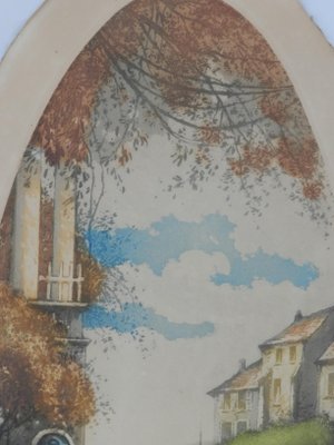 French Chateau Landscape Lithographs, 1920s, Set of 2-ARU-797949