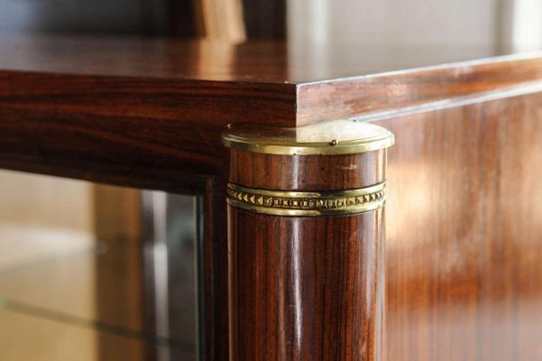 French Cherrywood Marquetry Vitrine attributed to Jules Leleu, 1930s-TDA-1376355