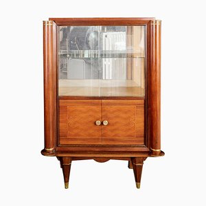 French Cherrywood Marquetry Vitrine attributed to Jules Leleu, 1930s-TDA-1376355