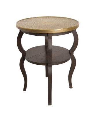 French Chestnut & Copper Table Sellette Side Table, 1940s-RIU-1718890