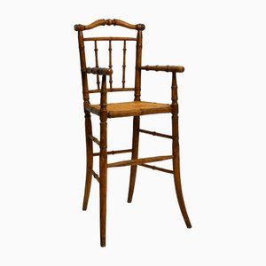 French Child's Highchair in Bentwood with Viennese Wicker Seat, 1930s-RR-1438681