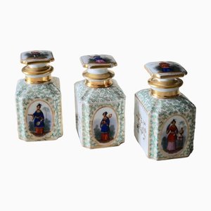 French Chinoiserie Paris Porcelain Teacaddies, 1850s, Set of 3-DVX-1285513