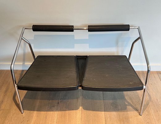 French Chrome and Rubber Metal Sofa from System, 1970s-BA-1705386