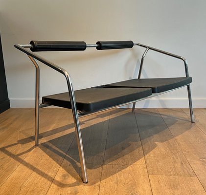 French Chrome and Rubber Metal Sofa from System, 1970s-BA-1705386