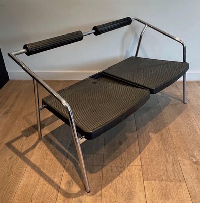 French Chrome and Rubber Metal Sofa from System, 1970s-BA-1705386