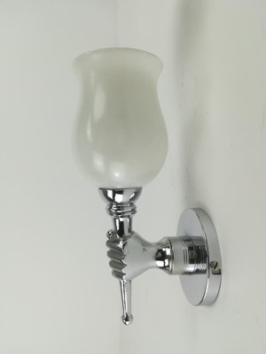 French Chrome-Plated Wall Lamps, 1950s, Set of 2-KDB-1293241