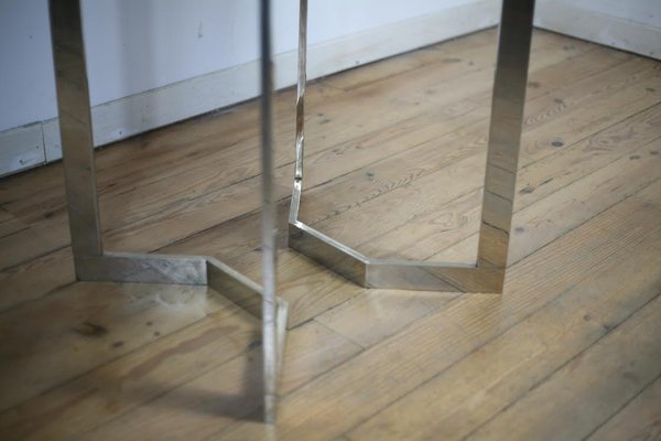 French Chrome Steel and Glass Dining Table, 1970s-MAO-561061