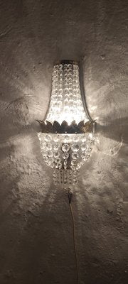 French Classic Crystal and Brass Wall Lights, 1950s, Set of 2-RGF-1092023