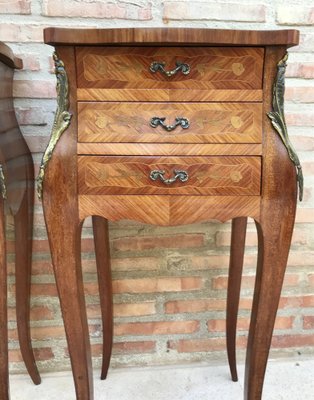 French Classic Louis VX style Marquetry Nightstands with Three Drawers, 1920s, Set of 2-NOU-1368517