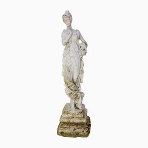 French Classical Style Painted Concrete Woman Statuette, 1960-RIU-2018633