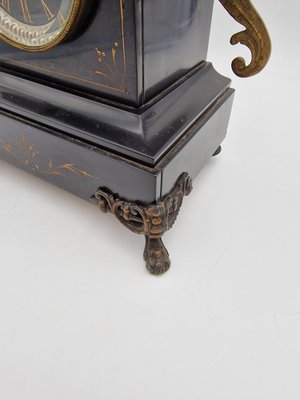 French Clock in Black Belgian Marble, Late 1800s-RKF-1803193