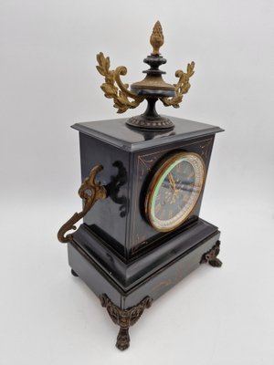 French Clock in Black Belgian Marble, Late 1800s-RKF-1803193