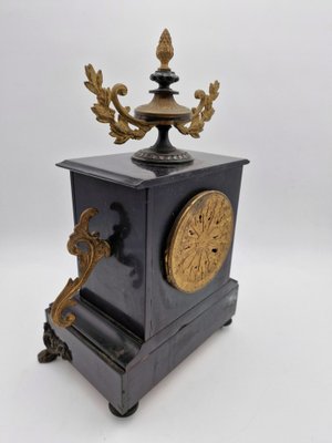 French Clock in Black Belgian Marble, Late 1800s-RKF-1803193