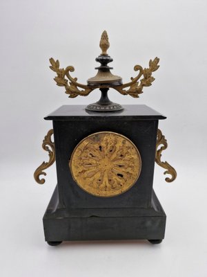 French Clock in Black Belgian Marble, Late 1800s-RKF-1803193