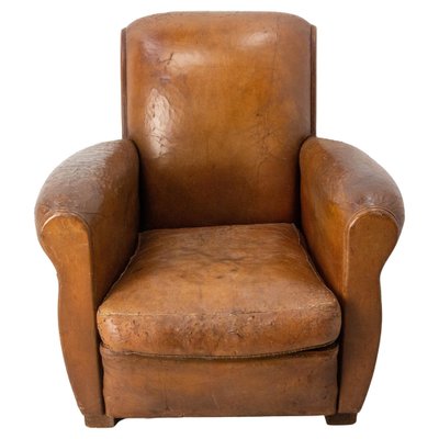 French Club Armchair in Cognac Leather, 1930s-RIU-1800663