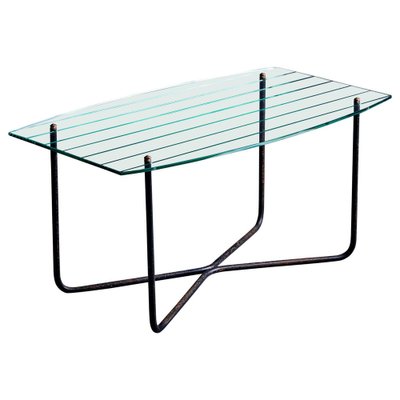 French Coffee Table in Glass and Iron by Jacques Hitier, 1950s-SFD-1799785