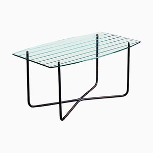 French Coffee Table in Glass and Iron by Jacques Hitier, 1950s-SFD-1799785