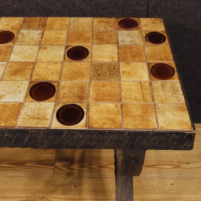 French Coffee Table with Top in Ceramic and Glass, 1960-RP-1819218