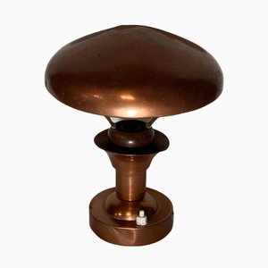 French Copper and Teak Table Lamp, 1950s-BHG-1091988