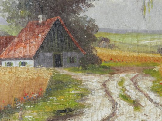 French Countryside View, Mid 20th-Century, Oil on Canvas-ARU-1113537