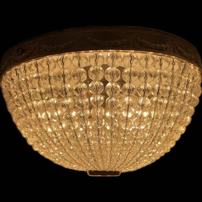 French Crystal and Bronze Ceiling Light, 1950s-TBU-2028095