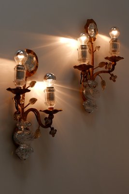 French Crystal and Gilt Metal Sconces from Maison Baguès, 1960s, Set of 2-WPT-581316