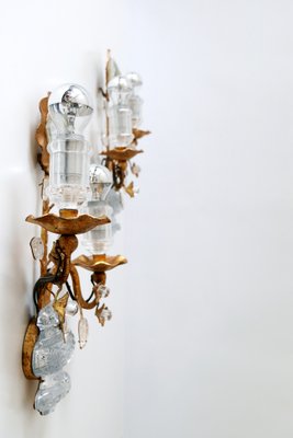 French Crystal and Gilt Metal Sconces from Maison Baguès, 1960s, Set of 2-WPT-581316