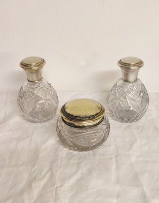 French Crystal Bathroom Set, 1940s, Set of 3-RGF-1304389