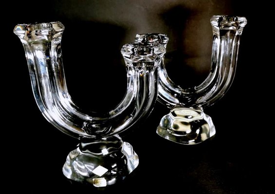 French Crystal Daum Candleholders from Cristal de Vannes, 1960s, Set of 2-QRS-888826