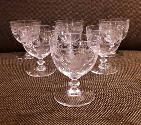 French Crystal Glass Wine Glasses from Baccarat, 1970s, Set of 6-HOI-1705948