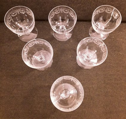 French Crystal Glass Wine Glasses from Baccarat, 1970s, Set of 6-HOI-1705948