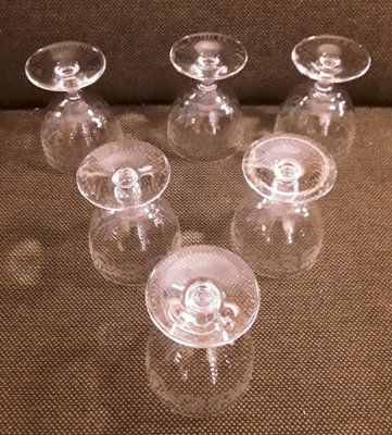 French Crystal Glass Wine Glasses from Baccarat, 1970s, Set of 6-HOI-1705948