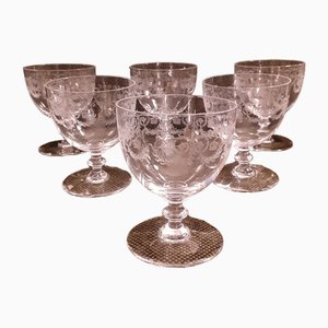 French Crystal Glass Wine Glasses from Baccarat, 1970s, Set of 6-HOI-1705948