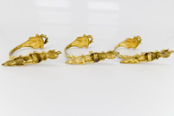 French Curtain Tiebacks in Gilt Bronze, Set of 3-KEG-1086564