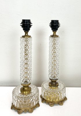 French Cut Glass or Crystal Table Lamps, 1950s, Set of 2-WZZ-1819294