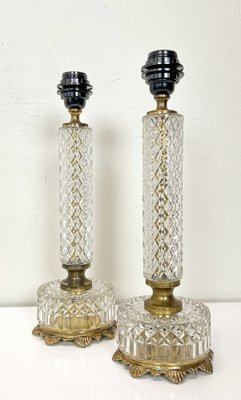 French Cut Glass or Crystal Table Lamps, 1950s, Set of 2-WZZ-1819294