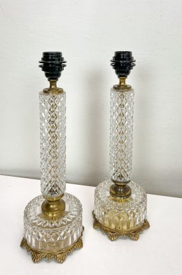 French Cut Glass or Crystal Table Lamps, 1950s, Set of 2-WZZ-1819294