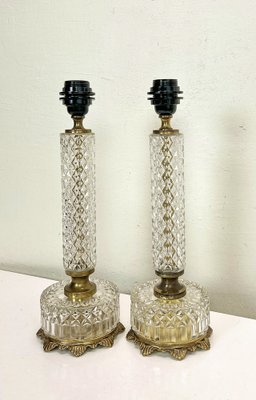 French Cut Glass or Crystal Table Lamps, 1950s, Set of 2-WZZ-1819294