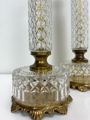 French Cut Glass or Crystal Table Lamps, 1950s, Set of 2-WZZ-1819294